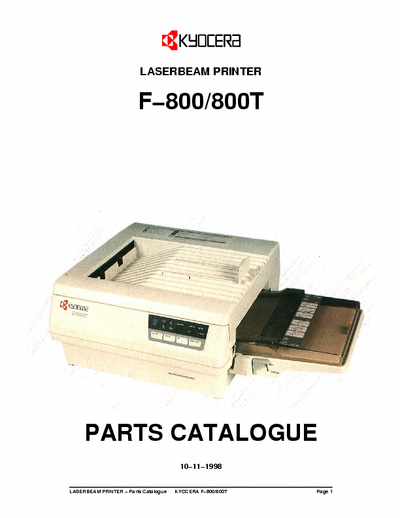 Kyocera F-800 F-800 , F-800T
LASERBEAM PRINTER Parts Catalogue